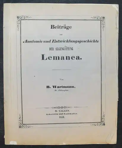 Wartmann, Algengattung Lemanea - 1854 - Algen - Sehr seltene und einzige Ausgabe