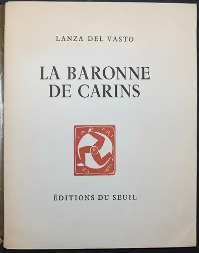 LA BARONNE DE CARINS - POÈME POPULAIRE SICILIEN - 1946 - NUMMERIERT