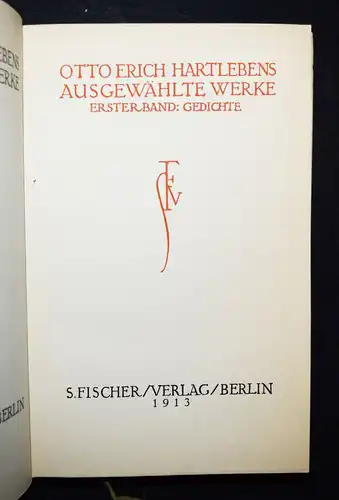 Hartleben, Ausgewählte Werke - Fischer 1913 - PERGAMENTAUSGABE mit GOLDSCHNITT