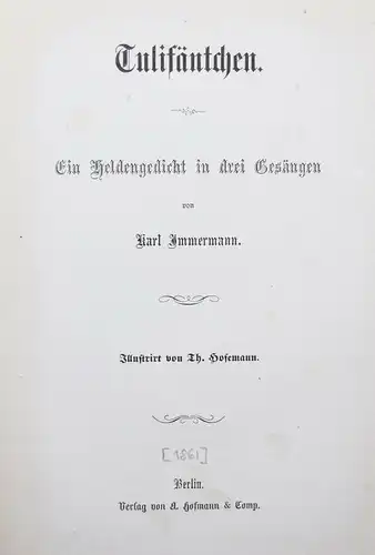 Immermann, Tulifäntchen 1861 - ERSTE ILLUSTRIERTE AUSGABE