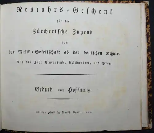 Sammelband - Neujahrsblätter 1780-1804 - Musik-Gesellschaft ZÜRICH - SCHWEIZ 