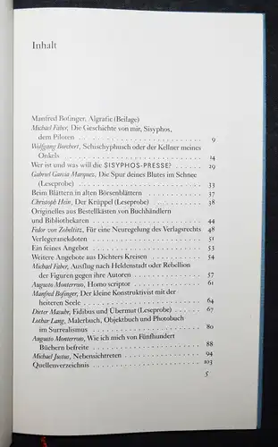 Sisyphos. Ein Almanach über Bücher - SIGNIERT M. Bofinger - NUMMERIERT 1/999 Ex.