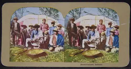 STEREO-PHOTOGRAPHIE UM 1905 INDIANER INDIANS STEREOPHOTOGRAPHIE