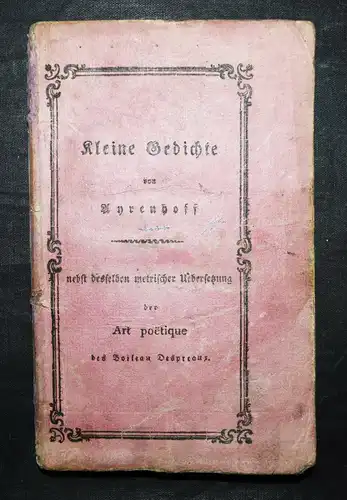 Ayrenhoff, Kleine Gedichte - ERSTE AUSGABE - WIEN 1810 - Lyrik 