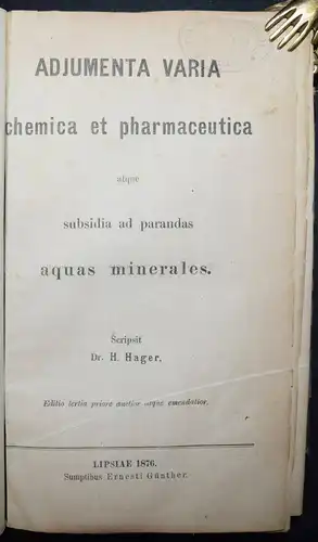 Hager - Adjumenta varia chemica et pharmaceutica - 1876