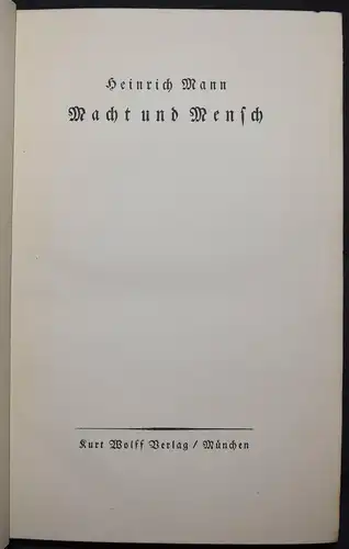 Thomas Mann - Macht und Mensch - ERSTE AUSGABE 1919