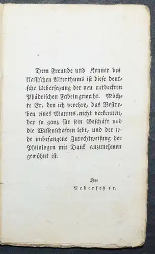 PHAEDRUS. NEU ENTDECKTE FABELN DES PHÄDRUS - 1815 - ALTPHILOLOGIE ANTIKE FABELN