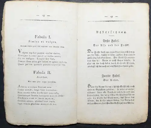 PHAEDRUS. NEU ENTDECKTE FABELN DES PHÄDRUS - 1815 - ALTPHILOLOGIE ANTIKE FABELN