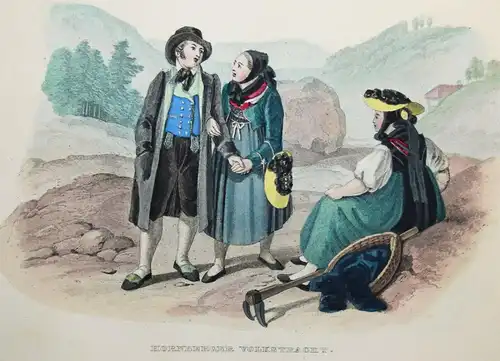 TRACHTEN BADEN Karlsruhe 1844 Huhn, Universal-Lexikon vom Großherzogthum 