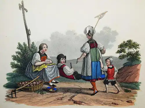 TRACHTEN BADEN Karlsruhe 1844 Huhn, Universal-Lexikon vom Großherzogthum 