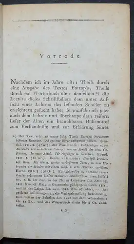 EUTROPIUS - EUTROPII BREVIARIUM HISTORIAE ROMANAE - ERSTAUSGABE 1813 - ANTIKE