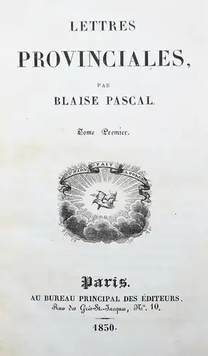 Pascal, Lettres provinciales -  Paris 1830 - JANSENISTS