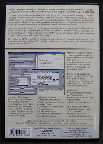 Johann Christoph Adelung - Wörterbuch der Hochdeutschen Mundart - 2001 - CD-ROM