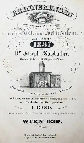 REISEBESCHREIBUNG 1839 ÄGYPTEN Salzbacher,...Pilgerreise nach Rom und Jerusalem,
