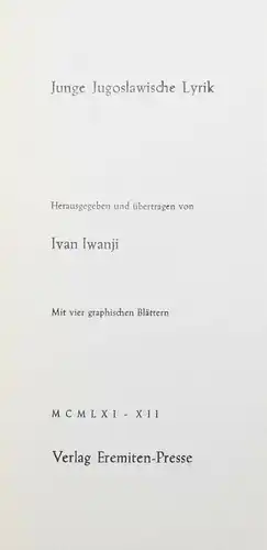 Iwanji, Junge jugoslawische Lyrik - Dragoslaw Stojanowitsch Sip - JUGOSLAWIEN