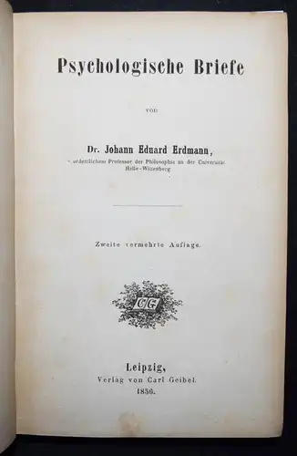 Erdmann, Psychologische Briefe - Carl Geibel 1856