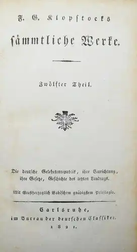 Klopstock, Die deutsche Gelehrten-Republik - 1821