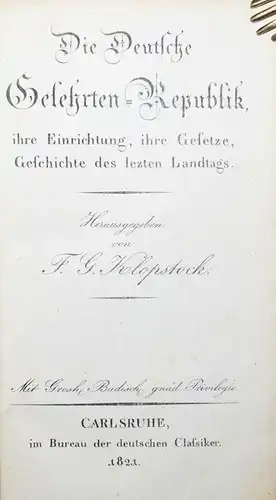 Klopstock, Die deutsche Gelehrten-Republik - 1821