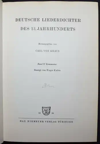 LITERATURGESCHICHTE - DEUTSCHE LIEDERDICHTER DES 13. JAHRHUNDERTS