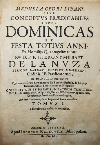 PREDIGTSAMMLUNG 1655 ! Lanuza, Medulla cedri libani -  HOMILETIK