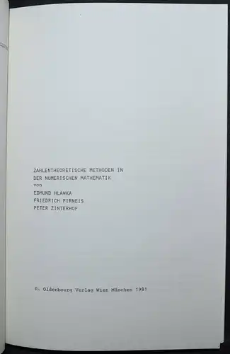 NUMERIK - NUMERISCHEN MATHEMATIK - EDMUND  HLAWKA - 1981