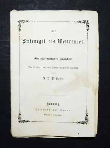 Lyser, De Swienegel als Wettrenner - 1853 MUNDART FABELN