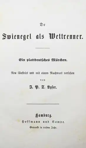 Lyser, De Swienegel als Wettrenner - 1853 MUNDART FABELN