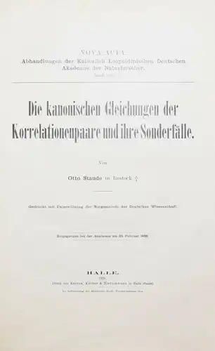 Staude, Die kanonischen Gleichungen 1928 EINZIGE AUSGABE MATHEMATIK MATHEMATICS