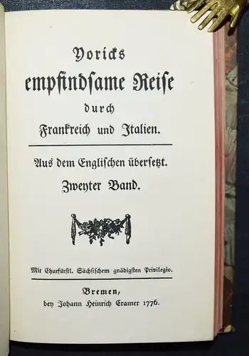 Laurence Sterne - Yorick’s empfindsame Reise - 1910 - SELTENER BAND DER REIHE