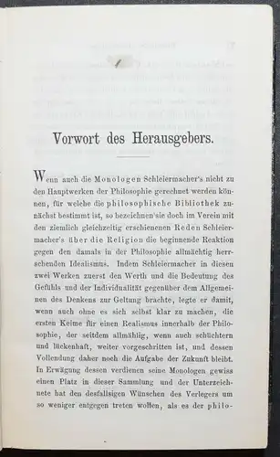 Schleiermacher - Monologen + Philosophische Sittenlehre 1868-1970