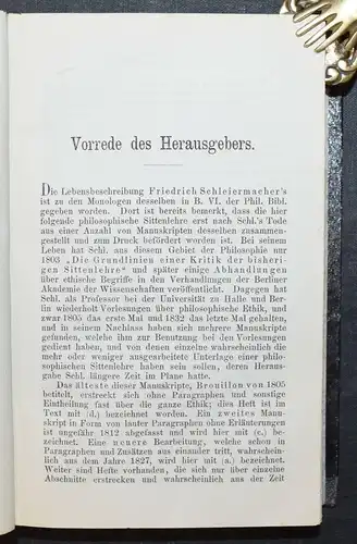 Schleiermacher - Monologen + Philosophische Sittenlehre 1868-1970