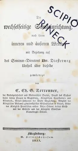 Zerrenner, Die wechselseitige Schuleinrichtung - 1837 - Schule