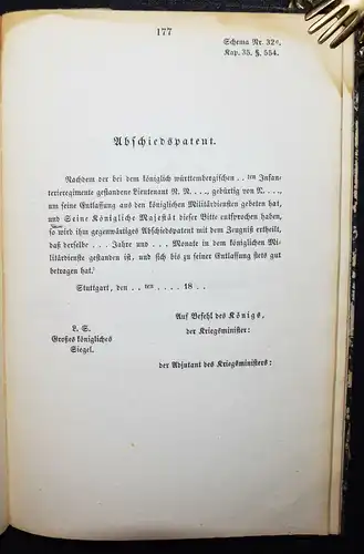 MILITARIA 1858 Schemas zum ersten Bande der allgemeine Kriegsdienstordnung -