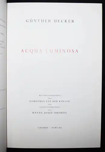 Uecker, Graphein.  Schreiben - Malen - Zeichnen Wasser Venezia - Acqua Luminosa