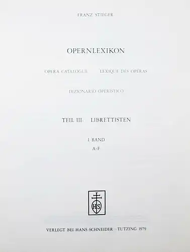 Stieger, Opernlexikon -1979-1981 - OPER - LEXIKON - LEXICON