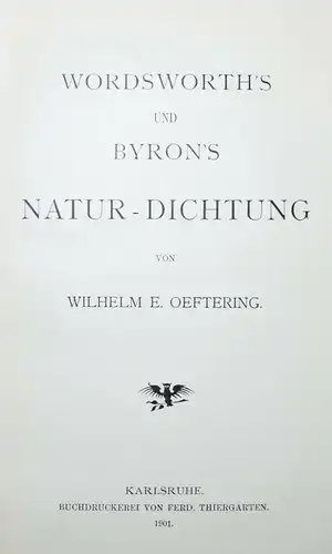 Oeftering, Wordsworth’s und Byron’s Natur-Dichtung - 1901 - BYRON - WORDSWORTH