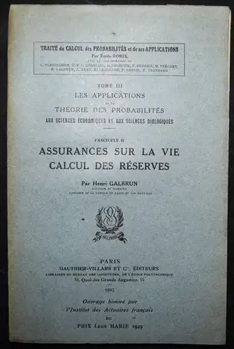 MATHEMATICS MATIMATIQUE - Galbrun, Assurances sur la vie - 1927