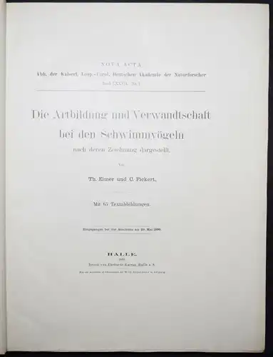 ORNITHOLOGIE - 1901 - VÖGEL INSEKTEN - ZOOLOGIE - Nova Acta, 77. Band