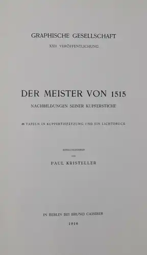 Kristeller, Der Meister von 1515 - Renaissance