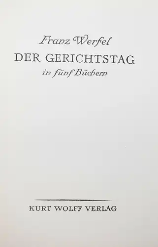 Franz Werfel - Der Gerichtstag - Erstausgabe 1919 - Expressionismus