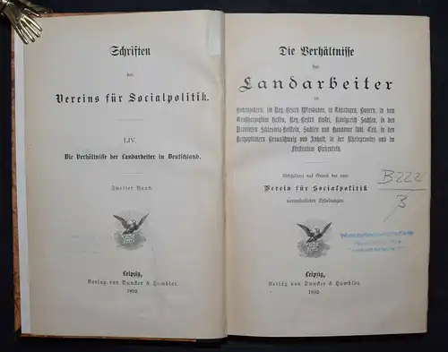 Die Verhältnisse der Landarbeiter in Hohenzollern, im Reg.-Bezirk Wiesbaden 1892