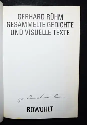 Rühm, Gesammelte Gedichte und visuelle Texte SIGNIERT - TYPOGRAPHIE - 
