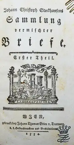 Stockhausen, Sammlung vermischter Briefe - 1774 - Briefsammlung · Briefsteller