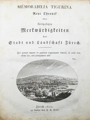 Erni - Memorabilia Tigurina - 1820 - Helvetica - Schweiz - Zürich