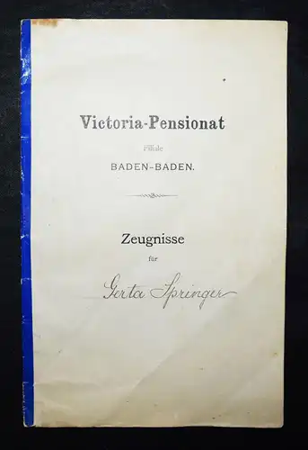Springer – Schulzeugnis, Baden-Baden 1896 - Zeugnis