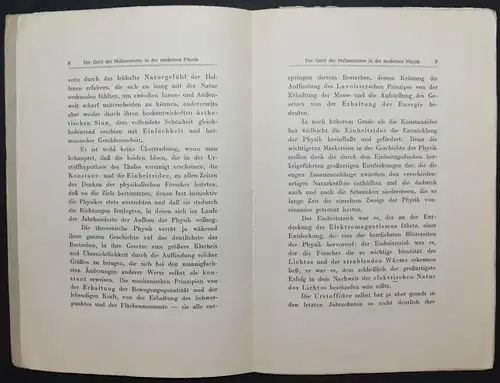 DER GEIST DES HELLENENTUMS IN DER MODERNEN PHYSIK - ARTHUR HAAS - 1914 - SELTEN