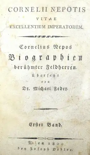 Nepos, Biographien berühmter Feldherren - 1800 -  Altphilologie - Antike