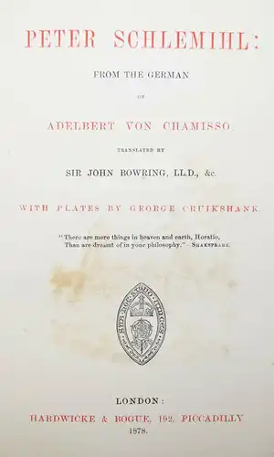 Chamisso, Peter Schlemihl - mit 8 Radierungen von George Cruikshank