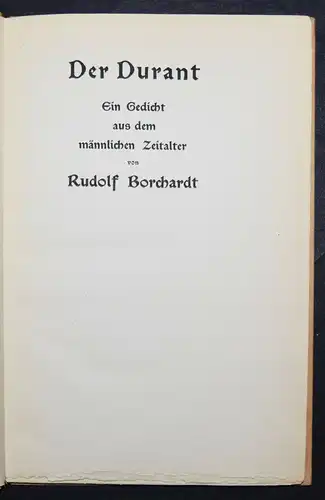 Borchardt, Der Durant - 1920 NUMMERIERT Eines von 635 Exemplaren - Lyrik