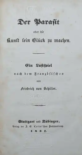 PICARD - DER PARASIT ODER DIE KUNST, SEIN GLÜCK ZU MACHEN COTTA - 1837